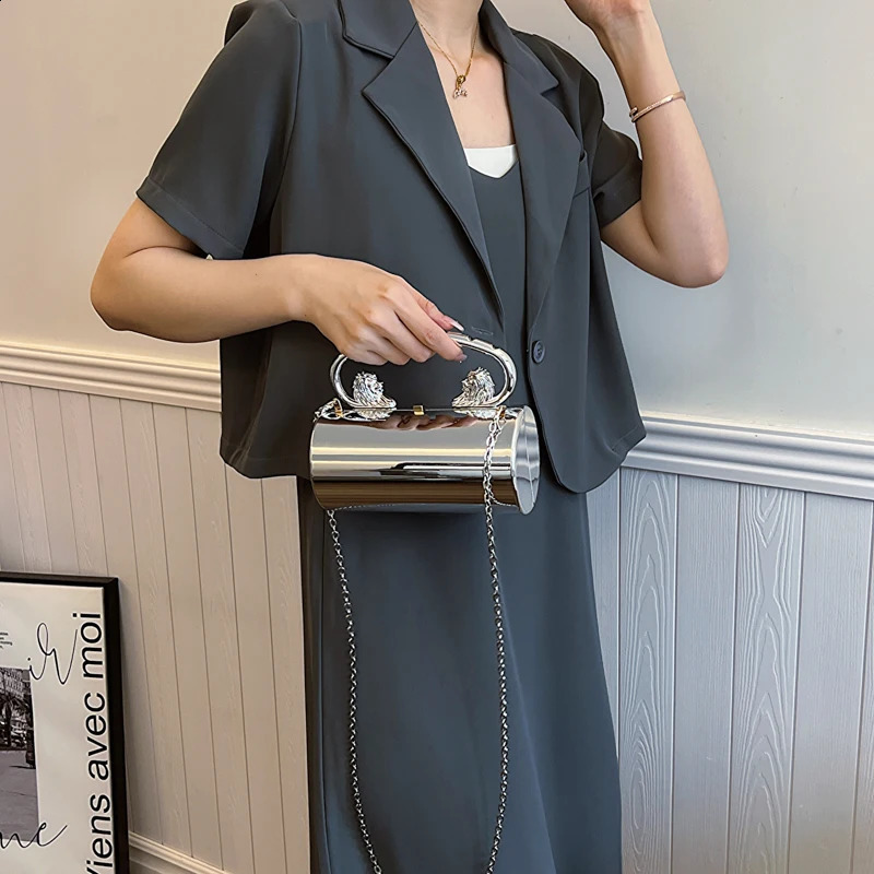 Acrylic clutch wallet with chain womens mini night bag solid shoulder wedding ball 240724