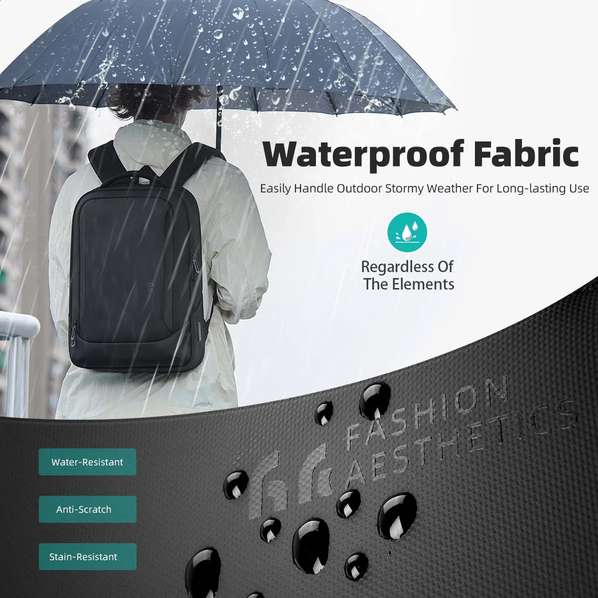 HK Mens Laptop Bag Waterproof School Bags for College Boys Male Business Sports Travel Backpack Men With USB Charging 240919