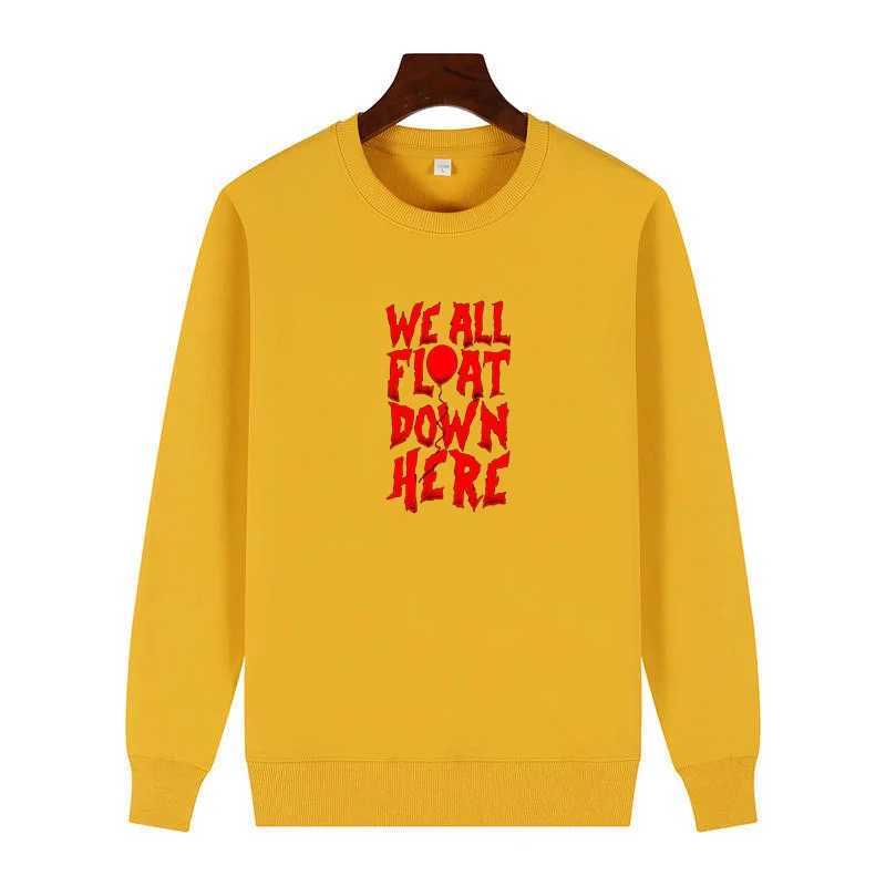 All Float Down Here Slogan Penny Wise Graphic Sweatshirts Round Neck And Velvet Hoodie Thick Sweater Hoodie Mens SportswearX240925