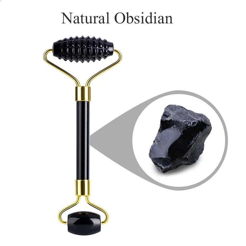 Natural obsidian jade eye mask food scraper massage roller jade lifting skin care melon sand beauty tool 240920