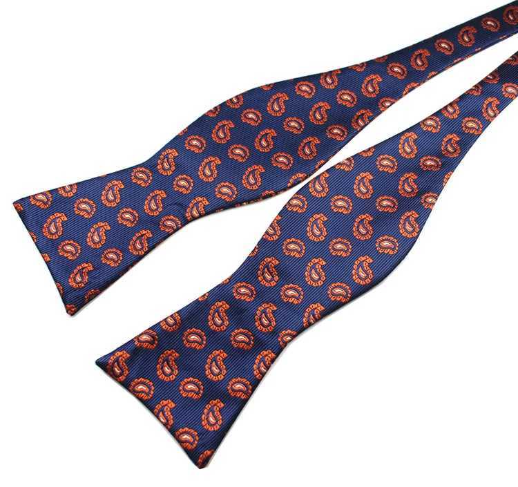 Ricnais mens self-adhesive bow adjustable bow 100% silk self-adhesive bow Paisley dot striped tie for wedding parties Y240925