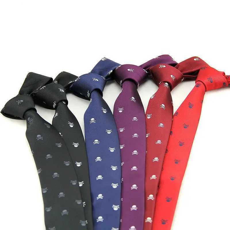 6CM Halloween Tie Fashion Mens Polter Skl Bicycle Narrow Neck Casual Navy Tie Party Set Shirt Collar Accessories Y240925