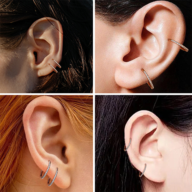 TUPMI Surgical Steel Nose Hoop 14k Gold CZ Nose Rings Handmade Stainless Steel Cartilage Earrings Tragus Helix Hoop Nose Rings Piercing Jewelry for Wo