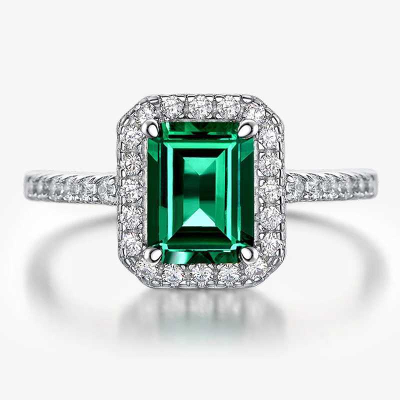 Huitan Square Green CZ Womens Ring Anniversary Party Luxury Accessories Elegant Womens Ring Gifts Trendy Jewelry W240925