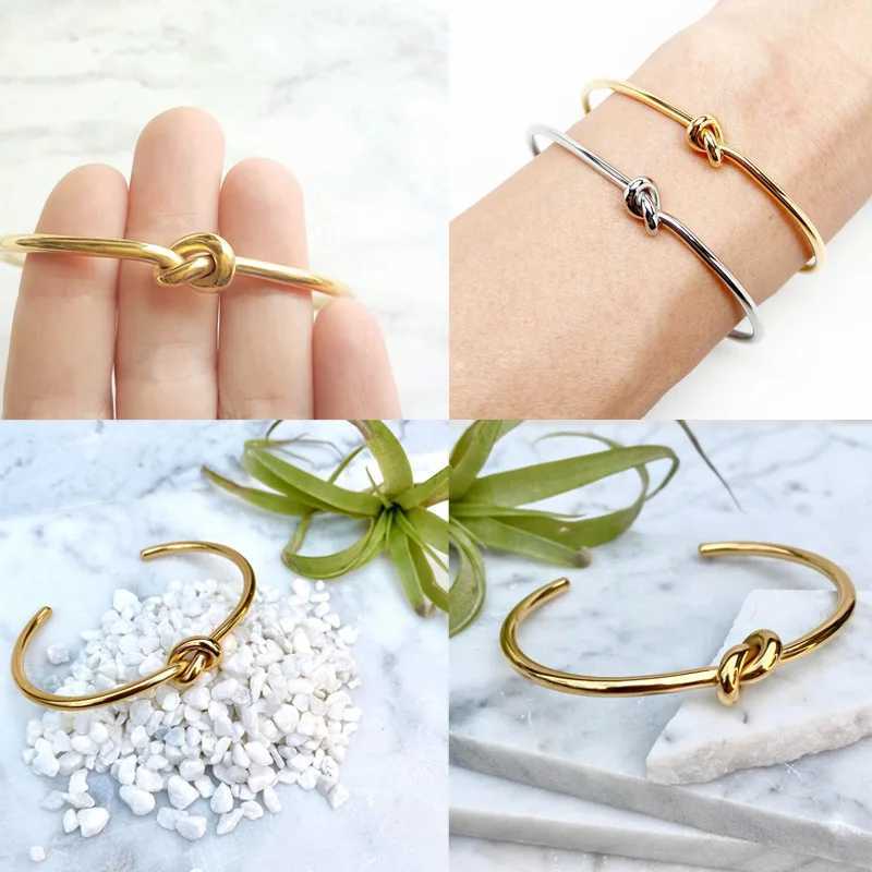 Trendy Round Circular Open Knot Cuff Bangle Bracelets For Women Elegant GoldColor Jewelry Noeud Armband PulseirasX240925