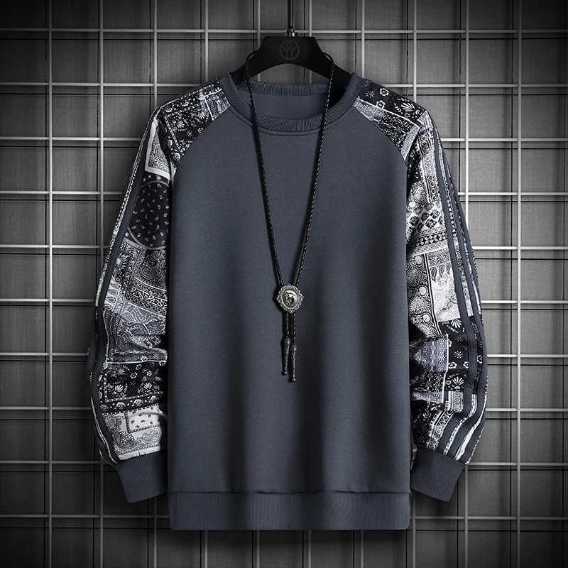 Camouflage Pullover Round Neck Fall Street Oversized Male Sportswear Hoodies Pachwork Long Sleeve Fashion Casual SweatshirtX240925