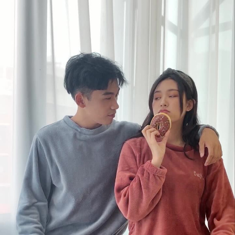2024 new autumn and winter coral fleece Pamas thickened warm men's and women's long sleeved pants couple home clothes