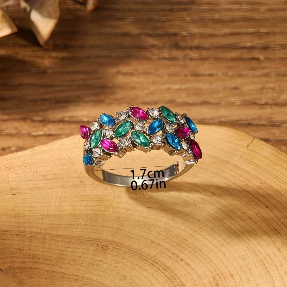 Multi colored square womens wedding ring silver luxury engagement ring womens jewelry W240925