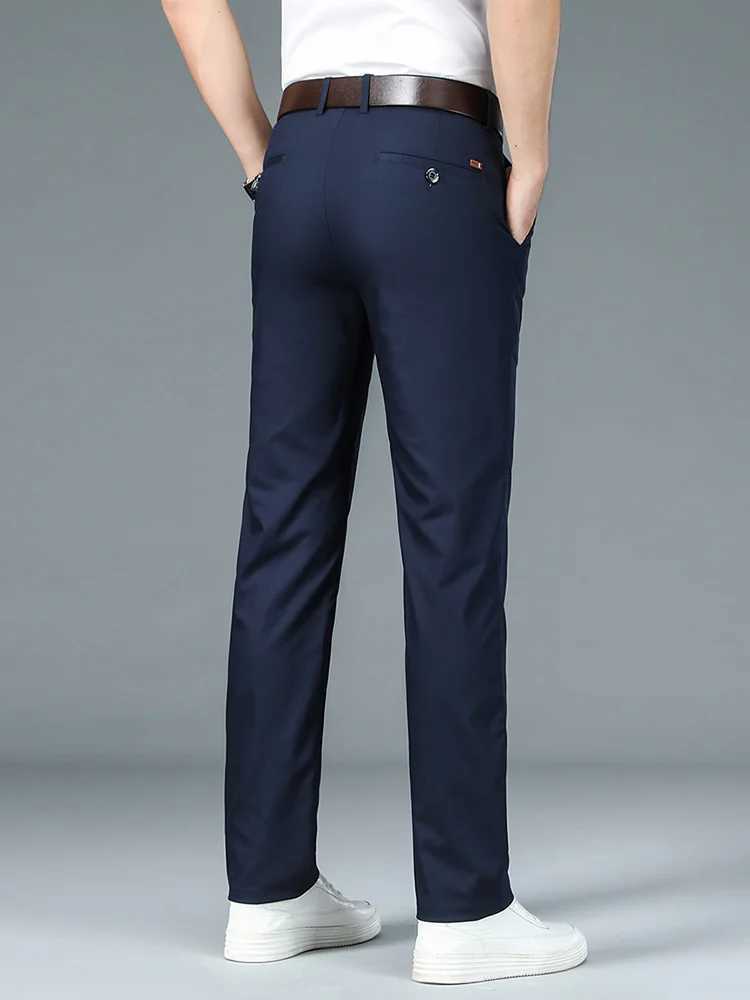 High Quty Luxury Straight Business Suit Pants Men Bamboo Fiber Designer Spring Summer Elegant Casual Long Formal Trouser Male M240924
