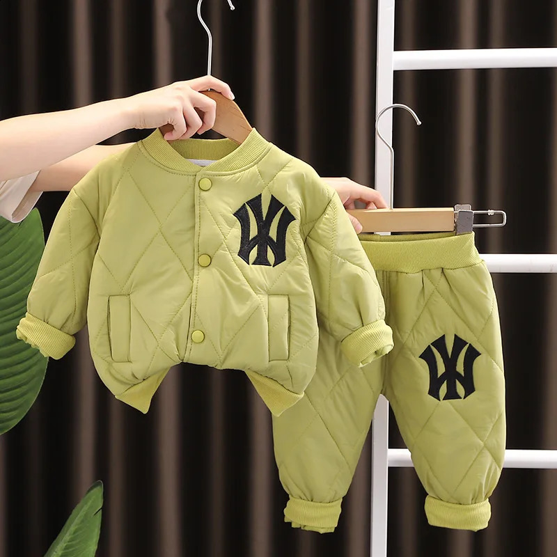 Childrens ner y Clothing Winter Fashion Thick Boys Cotton CoatPants Set Christmas 240925