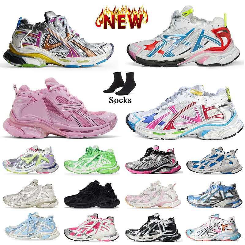 Top Quality Runner 7.0 7.5 Running Shoes Mesh Leather Laced-up Trainers Comfortable Pink Multicolor Women Men Sneakers Size 36-46