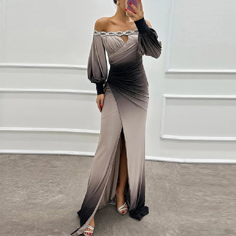 Bodycon Prom Dress: Chic Tie-Dyed Asymmetric Evening Dress with Elegant Beading, One-Shoulder Party Gown C260312