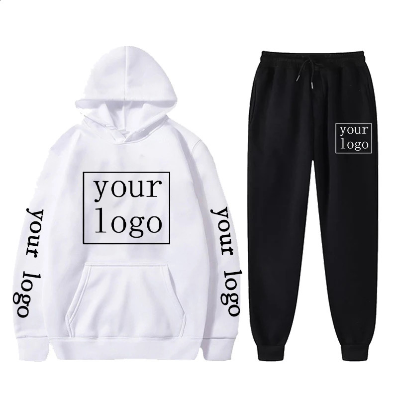 Customized casual sportswear mens set hooded pants 2piece personalized unisex clothing 240925