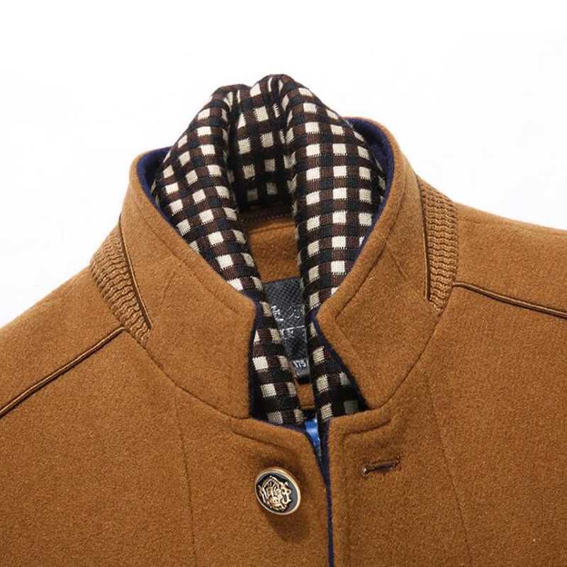 Winter Trench Coat Men Casual Thick Wool Overcoat Mens Stand Collar Woolen Coats With Detachable Scarf Parka Casaco Masculinos Y240924