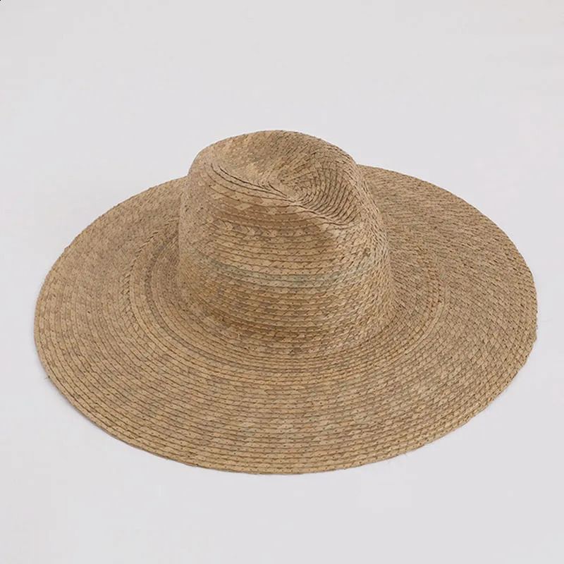 Summer Weave Palm-leaf Hat Natural Tan Wide Brim Straw Panama Hat Sun Rancher Hat Women Fedora Hat Beach Hat 240924