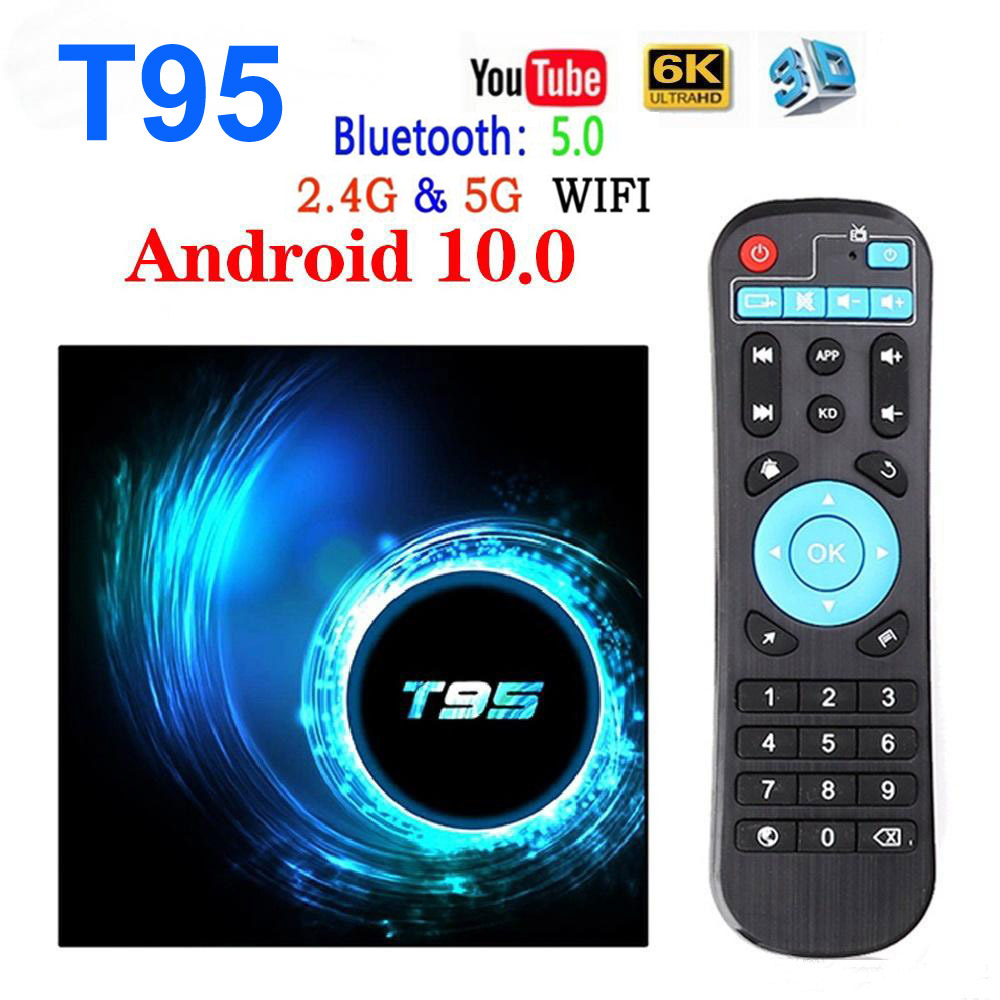 T95 Smart TV Box Android 10.0 4GB 32GB 64GB 2.4g & 5g Wifi Bluetooth 5.0 Allwinner H616 Quad Core 1080P H.265 4K Media player 2GB 16GB