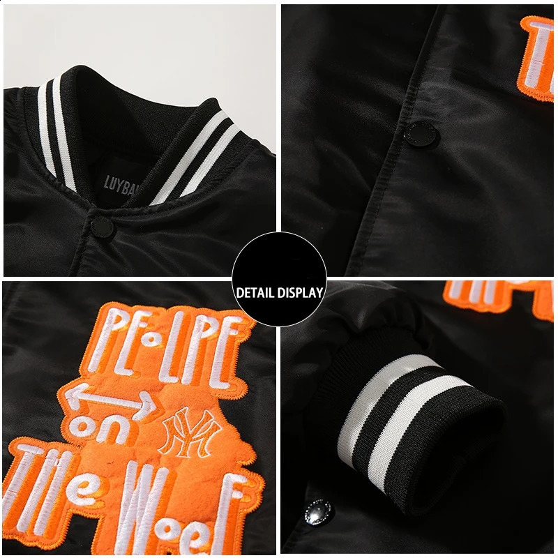 Winter Varsity Jacket Men Women Embriodey Basketball Jacket Retro Fashion Pilot Jacket Men Animal Couple Clothes High Street 240924