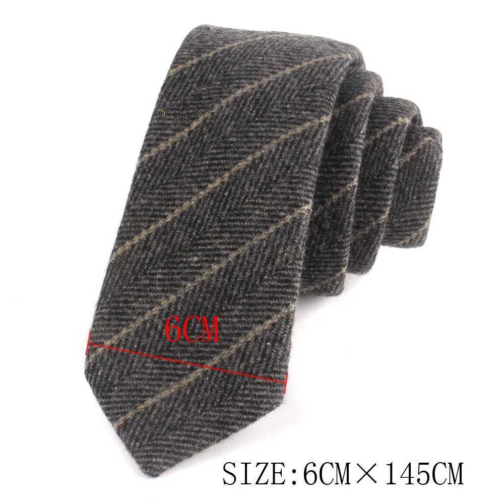 Mens striped wool tie high-quality narrow wool tie 6cm mens tie ultra-thin Gro collar Y240925