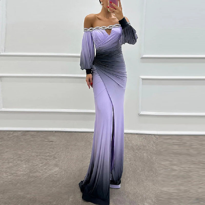 Bodycon Prom Dress: Chic Tie-Dyed Asymmetric Evening Dress with Elegant Beading, One-Shoulder Party Gown C260312
