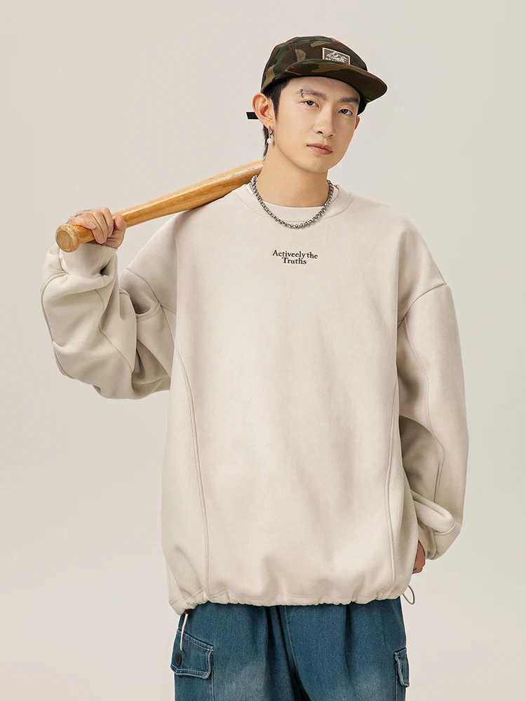 Sweatshirt Mens American Retro Collision Color Splicing Round Neck Hoodie Womens Fall Winter Versatile Pullover SweatshirtsX240925
