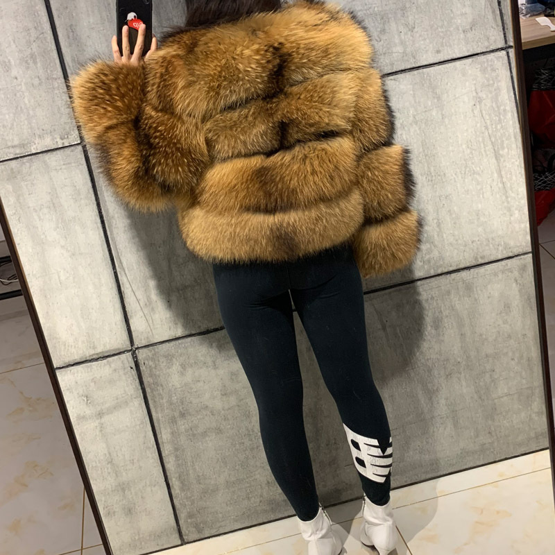 Women Winter Outerwear Long Sleeve Hooded Faux Fur Coat High-End Cropped Jacket Warm T