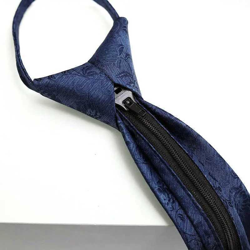 48*6 CM 30 Styles Zipper Mens Tie Skinny Necktie Fashion Business Casual Lazy Pre-tied Striped Solid Color Flower Pattern X250407