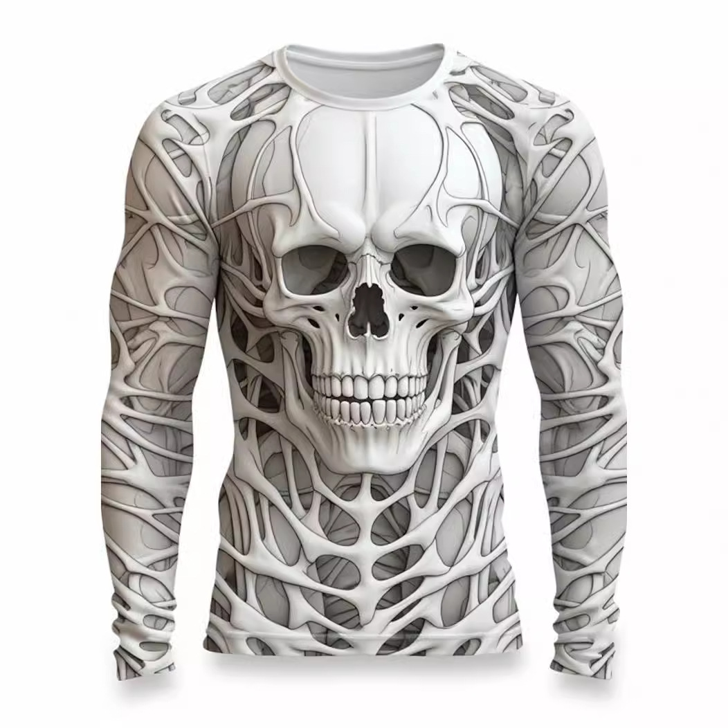 Men's Halloween Skull Print Long Sleeve Pullover dh910320090
