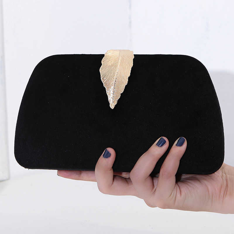 Clutch Bag New Fashionable Evening Designer Bag Velvet Metal Leaf Dress Paired With Banquet Handbag Small Square Bag For Women 240920
