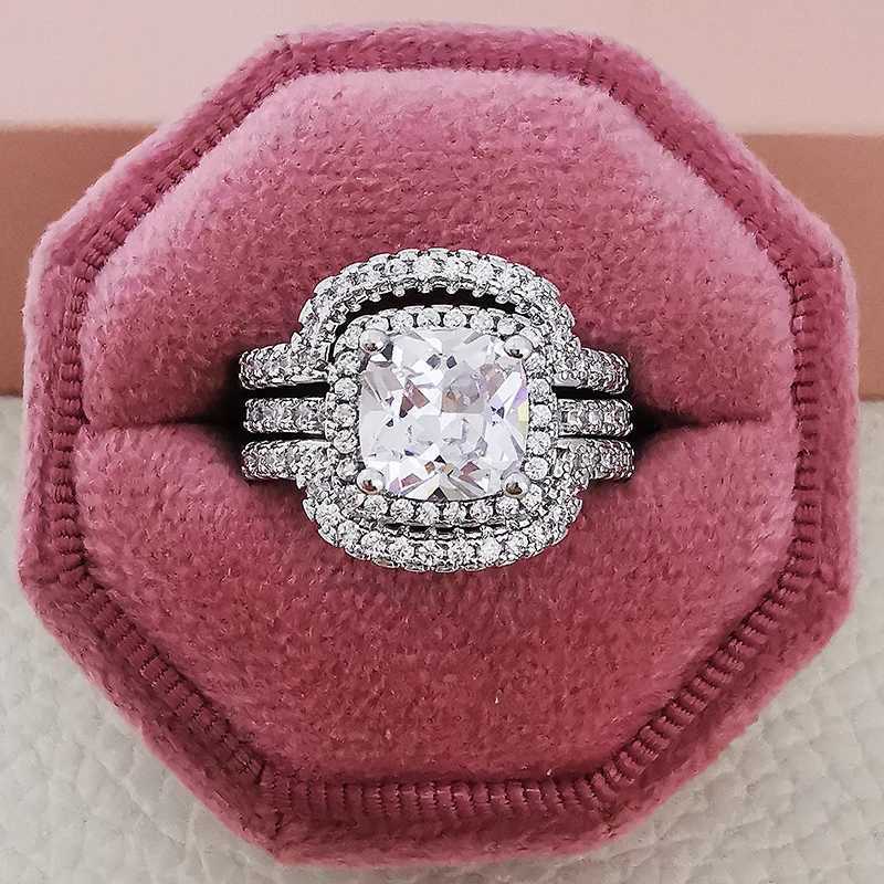 2023 New Luxury Retro Silver Engagement and Wedding Ring Set for Women High Quality Gifts and Jewelry Bulk Sales R4991 W240925