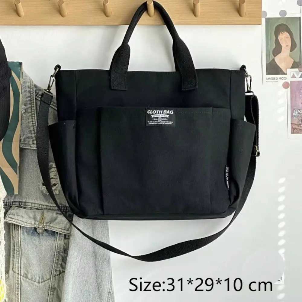 Creative Simple Womens Messenger Bag Mens Multi Pocket Large Capacity Canvas Tote Shoulder Bag Casual Crossbody Handbags Z240924