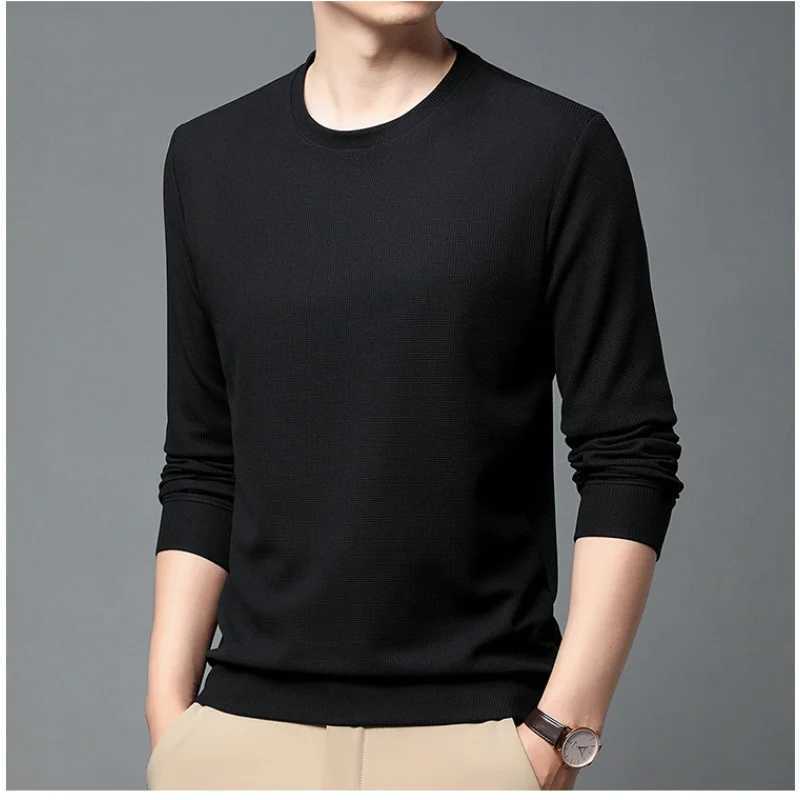 Mens Clothing Simplicity Commuting 2023 Autumn and Winter New Round Neck Long Sleeve Solid Color Versatile Fashion PulloverX240925
