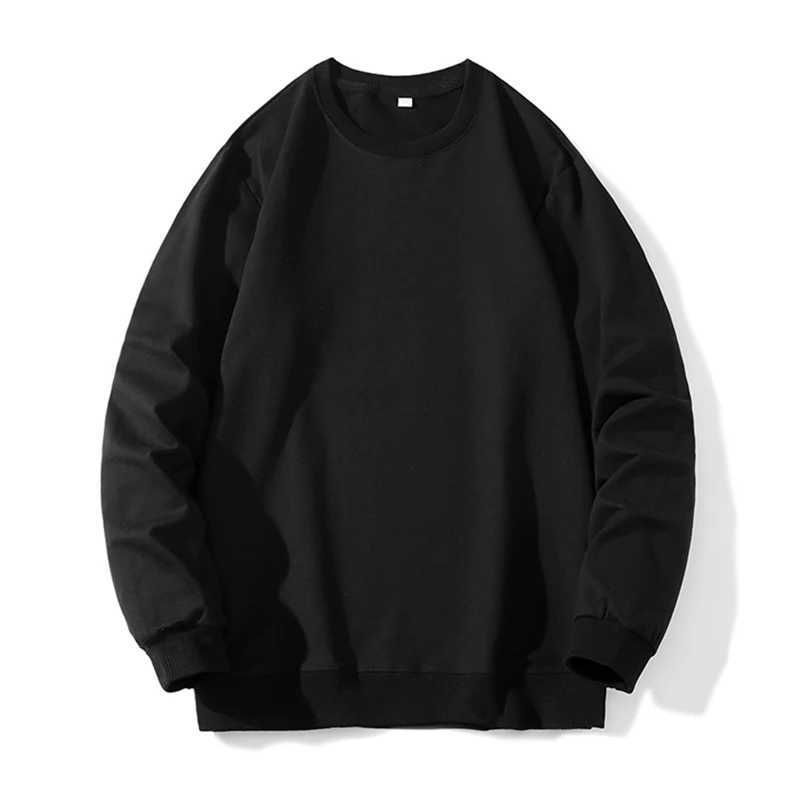 Solid Sweatshirt Men Casual Long Sleeve T Shirt Man Korean Fashion Pullover Hoodies Round Neck Mens Clothing TopX240925