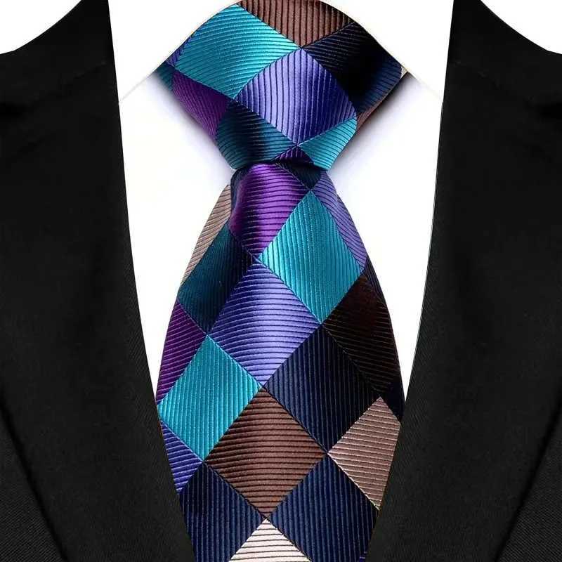 Luxury 8CM Mens Necktie Purple Color Stripes Floral Plaid Ties For Man Gro Jacquard Woven Neck Tie For Business Wedding Party X2504071