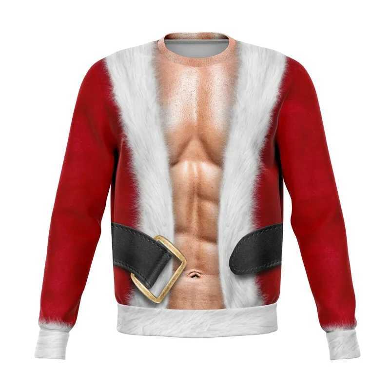 Autumn Mew 3D Happy Christmas Print Sweatshirts Santa Claus Xmas Graphic Round Neck Hoodies Kid Funny Ugly Christmas SweatshirtsX240925
