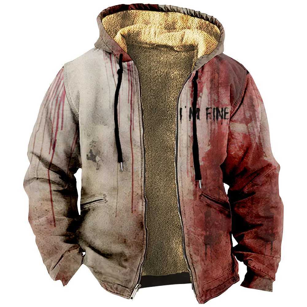 Mens Zipper Hoodie Halloween I solved a good problem with graphic jacket long sleeved sweater womens winter coat role-playing costume Y240925