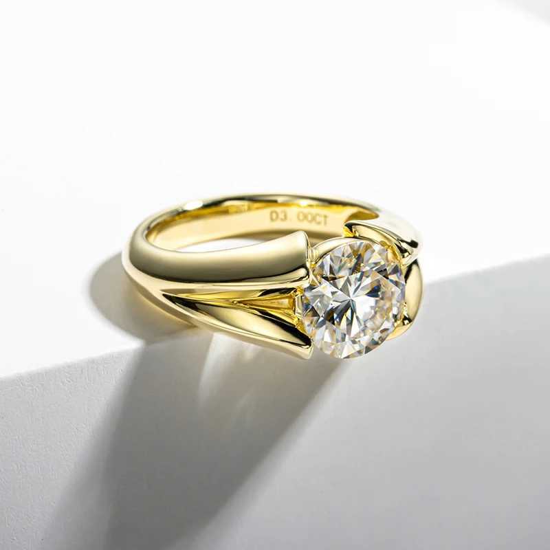 3 carat Moissanite ring 925 sterling silver womens yellow wedding band engagement gift W240925