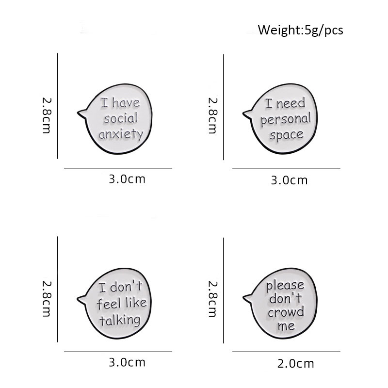 Simple Metal Chat Bubble Enamel Brooch for Women Men Scraf Clothes Hats Bag Alloy Lapel Pin Badge Jewelry Collar Accessories Gift