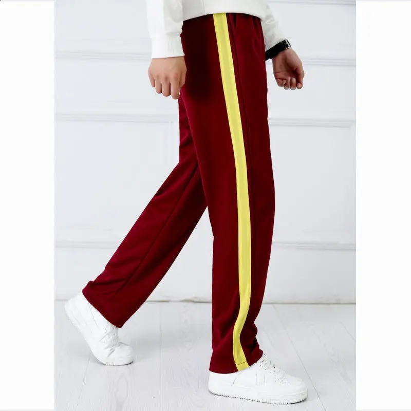 Wine red Unisex Track Pants Casual Sweatpants mens Striped Bastic Trousers Straight Joggers Simple Work 240920