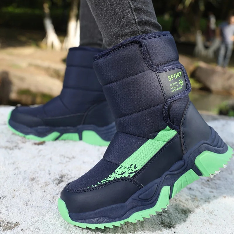 Boys snow boots winter childrens cotton shoes medium and large velvet thick anti slip girls 240925