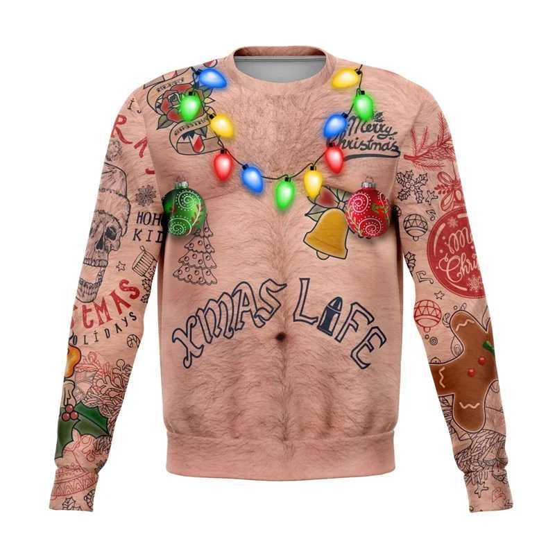 Autumn Mew 3D Happy Christmas Print Sweatshirts Santa Claus Xmas Graphic Round Neck Hoodies Kid Funny Ugly Christmas SweatshirtsX240925
