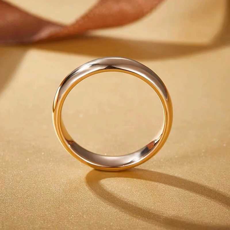 Fine 4mm round 18K gold ring that does not fade womens simple wedding band couple gift jewelry W240925