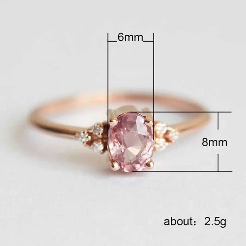 ZN Dainty Pink Oval Crystal Ring Womens Simple Style Engagement Ring Love Ring Womens Fashion Wedding Ring Jewelry Gift W240925