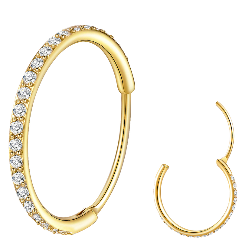 TUPMI 20G Nose Ring Hoop 316L Surgical Steel Nose Hoop 14k Gold CZ Handmade Stainless Steel Cartilage Earrings Tragus Helix Hoop Nose Rings Piercing J