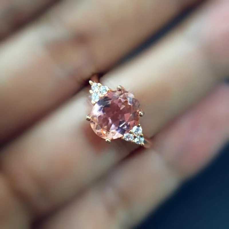 ZN Dainty Pink Oval Crystal Ring Womens Simple Style Engagement Ring Love Ring Womens Fashion Wedding Ring Jewelry Gift W240925