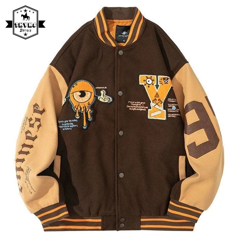 Mens Letter Embroidery Varsity Jacket Japanese Oversize Spring Women Bomber Jacket Coat Hip Hop Harajuku College Leather Jacket 240924