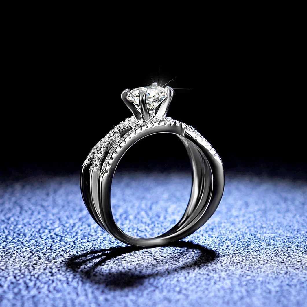 Moissanite Diamond Engagement Ring Womens Three Lives Three Worlds Wedding Ring Platinum PT950 Jewelry W240925