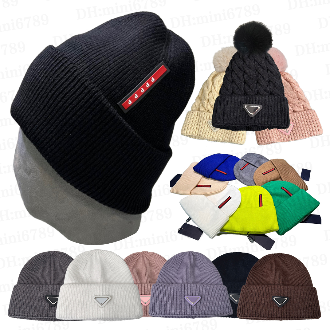 Designer beanies Classic wool and cashmere beanies Luxury nylon ribbed beanies Fashionable knitted hats High quality Triangles metal logo and Latex logo label hat