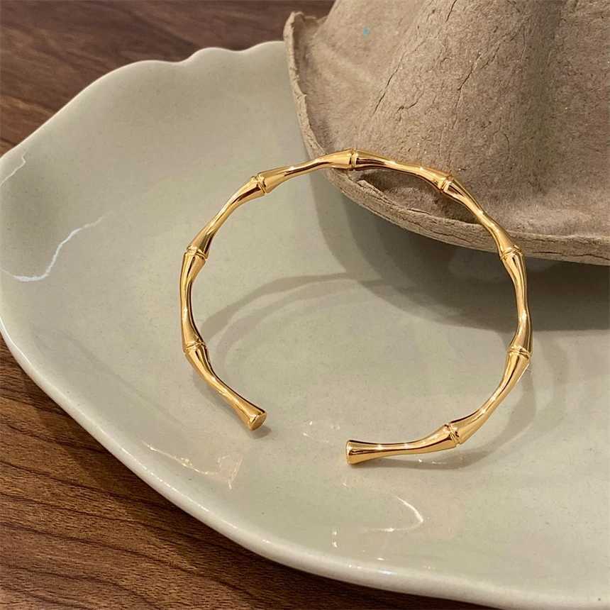 316L Stainless Steel Simplicity Bamboo Joint Open Thin Bangle Bracelet Ladies Fashion Trend High Jewelry Accessories Party GiftsX240925