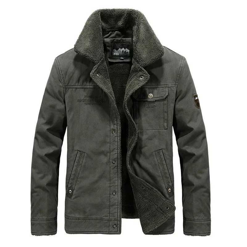 Winter wool lined denim jacket mens high-quality thick lambswool warm park outdoor hiking camping cold work clothes Y240925