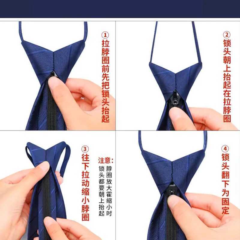 23 Lazy Zipper Mens Tie Solid Color Stripe 8cm Jacquard Collar Accessories Formal Daily Wearing Tie Wedding Party Gift Y240925
